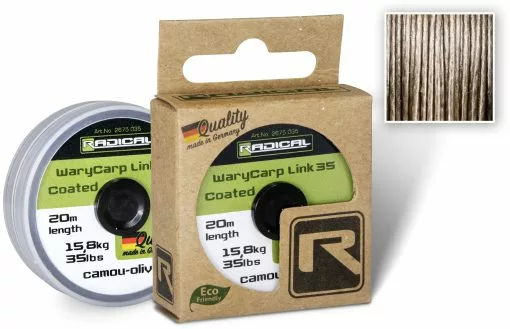 Radical WaryCarp Link Coated 35 L: 20m 15,8kg / 35lbs Camou-olive -Aas & Voer Winkel 2675035