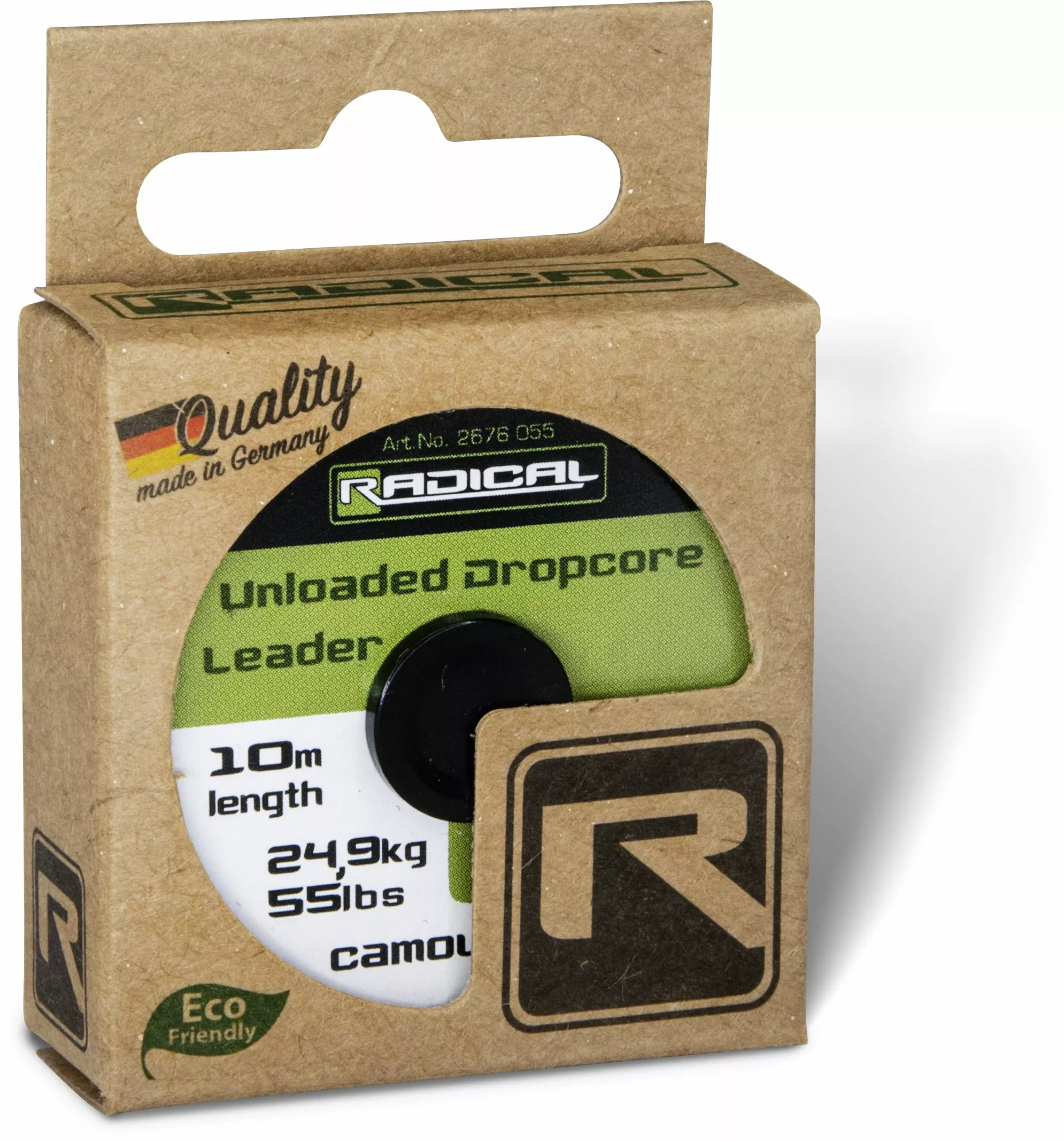 Radical Unloaded Dropcore Leader L: 10m 24,9kg / 55lbs Camou-olive 3 Radical Unloaded Dropcore Leader L: 10m 24,9kg / 55lbs Camou-olive - Afbeelding 3