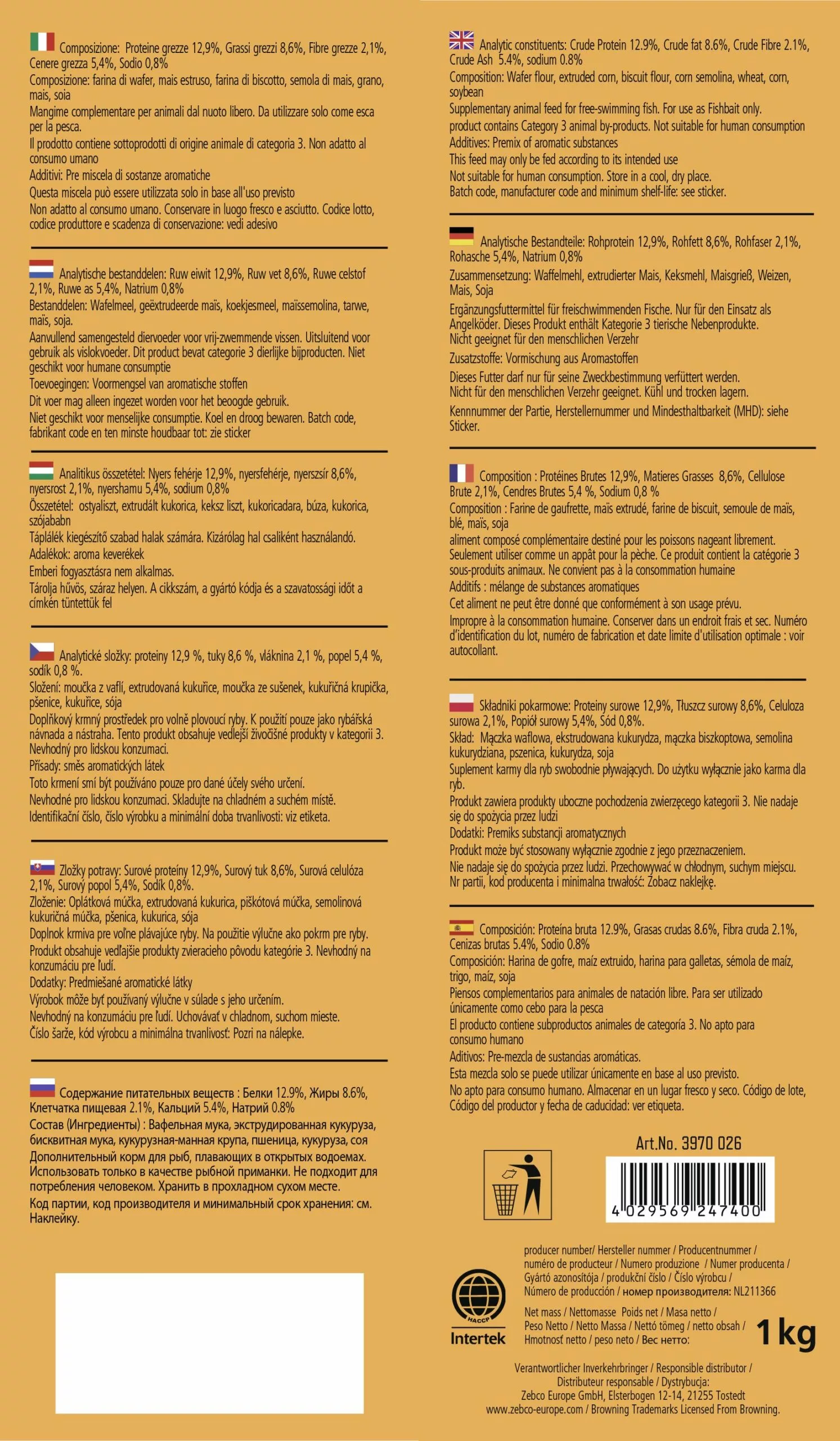 Browning Champion’s Feeder Mix Big Bream 1kg Geel 2 Browning Champion’s Feeder Mix Big Bream 1kg Geel - Afbeelding 2